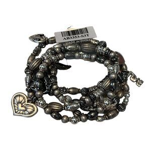 New Icon Collection Love Stretch Bracelets Silver Beads Hearts